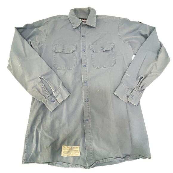 Bulwark FR Long Sleeve Button Up Shirt Sz M Blue Fire Flame Resistant Work Weld - Picture 1 of 7